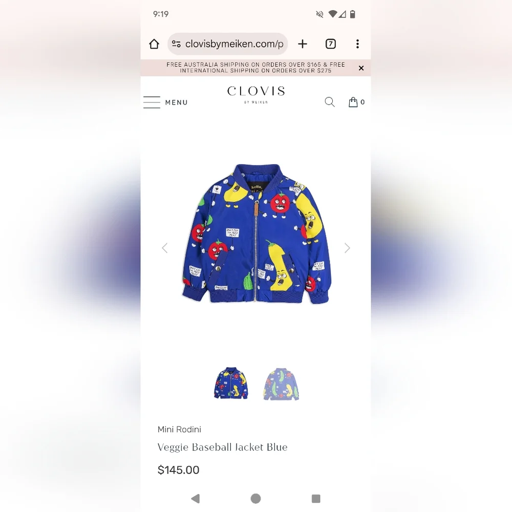 Mini Rodini veggie baseball jacket 128/134 - Picture 1 of 7